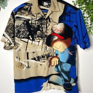 Webs 1990 Hip Hop graffiti collared shirt XL